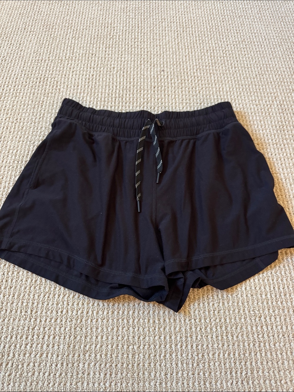 Women’s Black Athletic Drawstring Shorts with Side Pockets